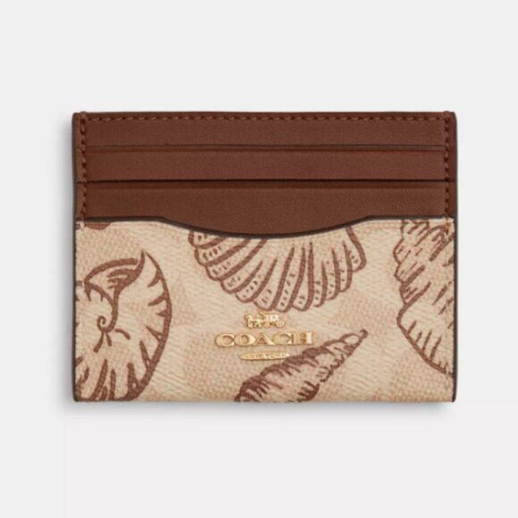 Last 3‼️Coach Slim Id Card Case Signature Canvas Shell Print Sand Multi CBL80 - Picture 1 of 3